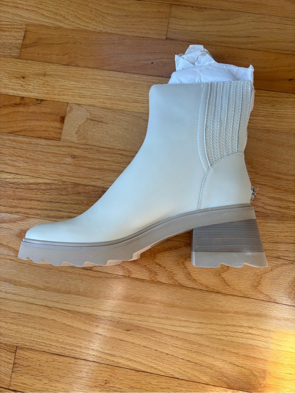 Dolce Vita White Block Heel Ankle Boots